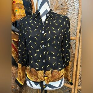 Vintage NWT 80s designer Paolo Santini sheer animal print blouse